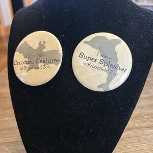 Vintage Brookfield Zoo Pin Button‎ Pinback 2" Chicago Creatures Features Splash